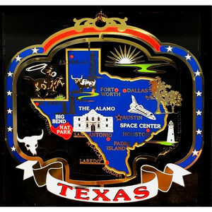 Texas Ornament State Landmarks Cities Large Color Brass